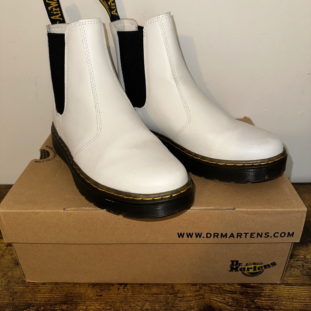 Dr. Martens White Ankle Boots